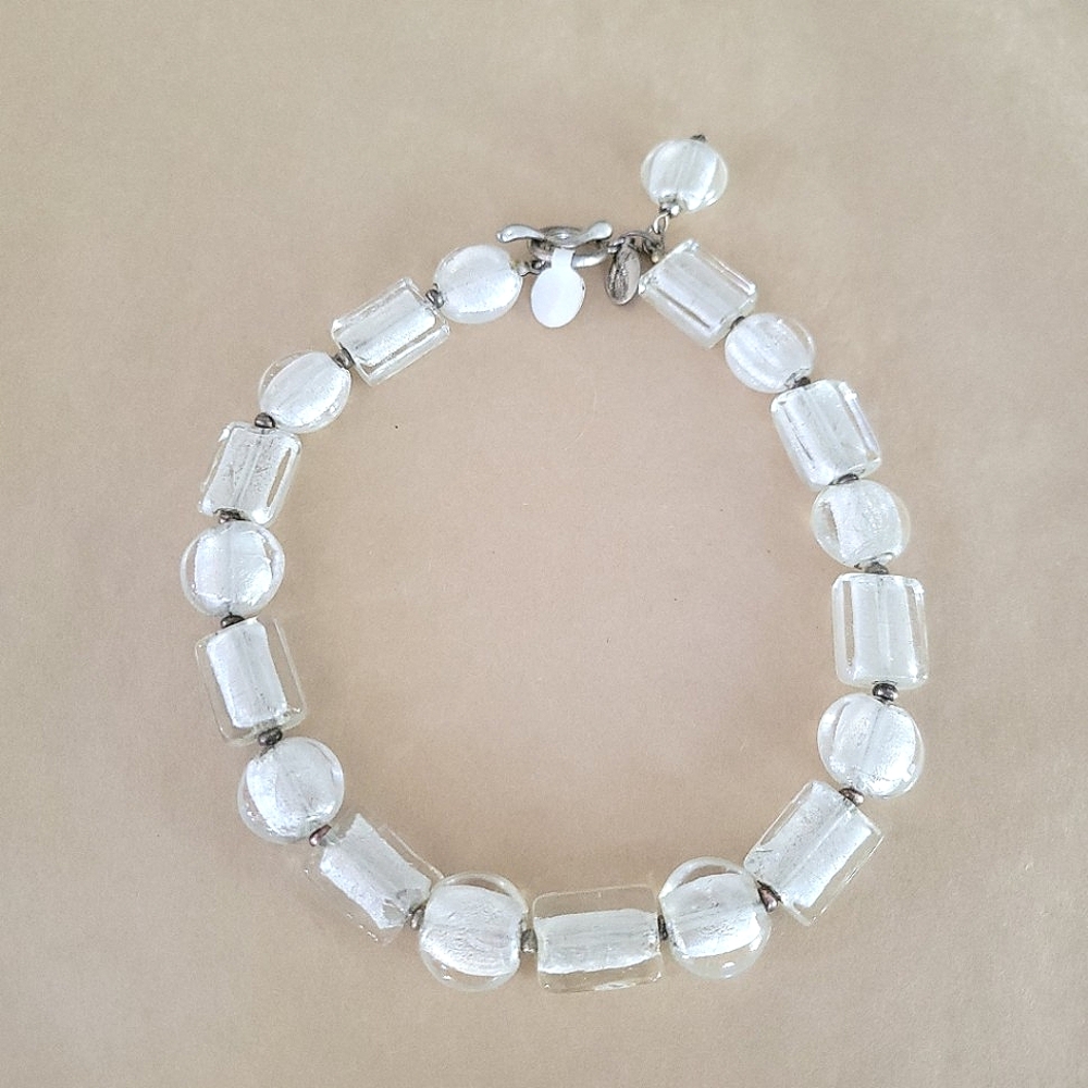 Vintage Chico's Clear Art Glass Chocker Necklace